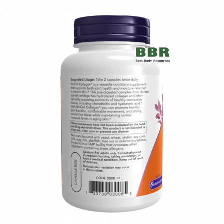BioCell Collagen Hydrolyzed Type II 120 Veg Caps, NOW Foods