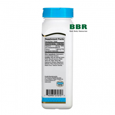 Calcium 1000mg Plus D3 20mcg  90tab, 21st Century