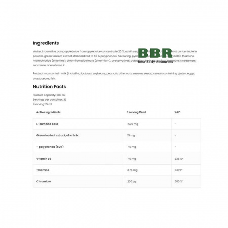 Liquid L-Carnitine + Green Tea + Chromium 500ml, OstroVit Liquid L-Carnitine + Green Tea + Chromium 500ml, OstroVit