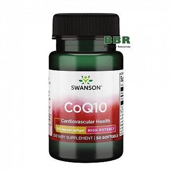 CoQ10 High Potency 100mg 50 Softgels, Swanson