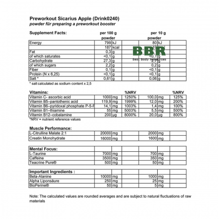Sicarius Pre-Workout 300g, Spider Labz