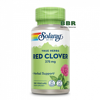 True Herbs Red Clover 375mg 100 Veg Caps, Solaray