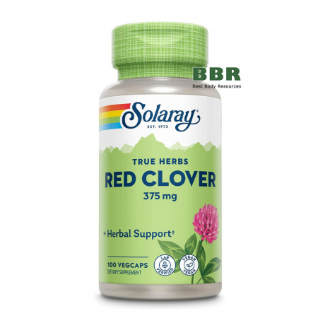 True Herbs Red Clover 375mg 100 Veg Caps, Solaray
