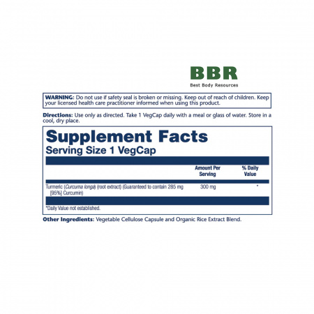 Turmeric 300mg 95% Curcumin 60 Veg Caps, Solaray