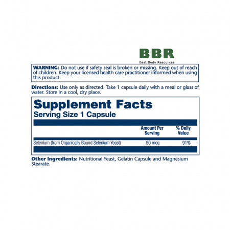 Selenium 50mcg 100 Caps, Solaray