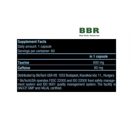 Caffeine + Taurine 80mg 60 Caps, BioTechUSA