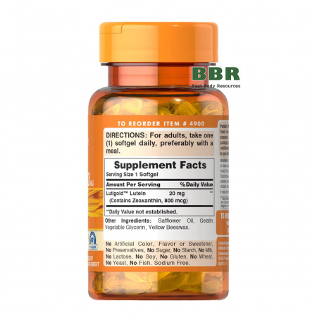 Lutein 20mg with Zeaxanthin 30 Softgels, Puritans Pride