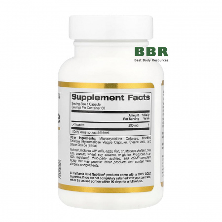 L-Theanine 200mg 60 Veg Caps, California GOLD Nutrition
