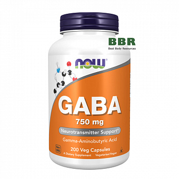 GABA 750mg 200 Caps, NOW Foods