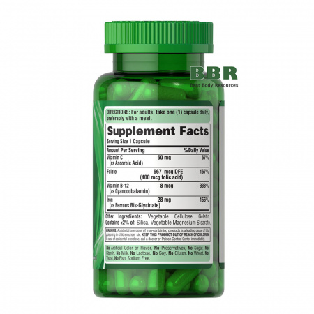 Easy Iron Glycinate 28mg 90 Caps, Puritans Pride