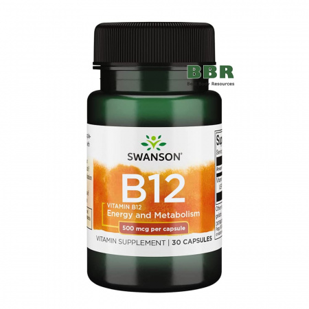 Vitamin B12 500mcg 30 Caps, Swanson