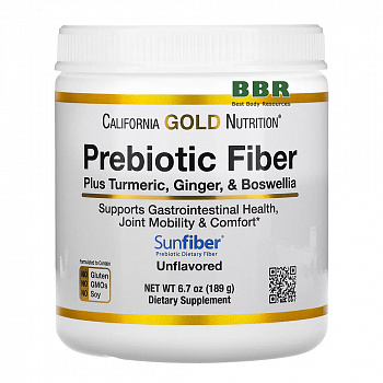 Prebiotic Fiber plus Turmeric Ginger & Boswellia 189g, California GOLD Nutrition
