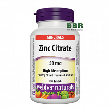 Zinc Citrate 50mg 180 Tabs, Webber Naturals