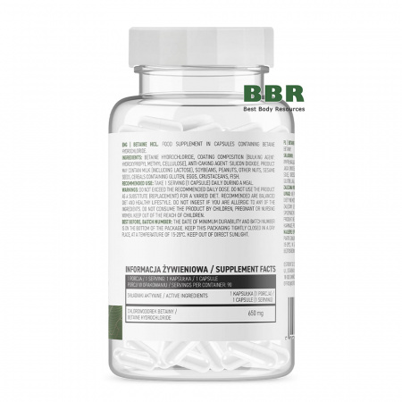 Betaine HCL 650mg 90 Caps, OstroVit
