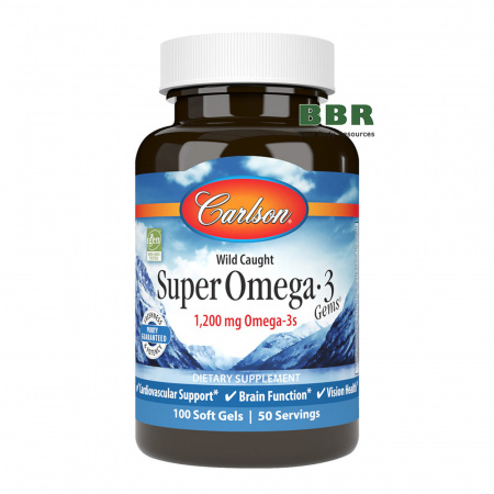 Wild Caught Super Omega 3 1200mg 100 Softgels, Carlson
