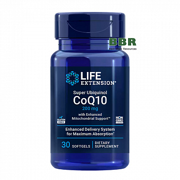Super Ubiquinol CoQ10 200mg 30 Softgels, Life Extension
