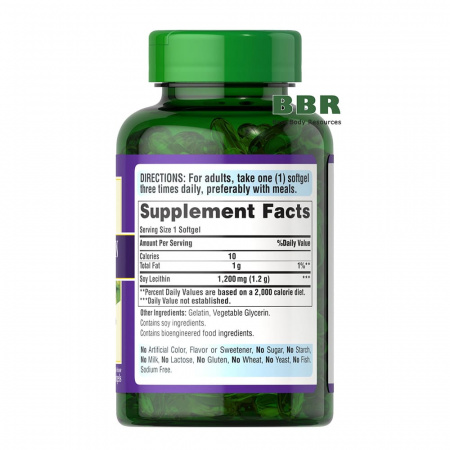 Soy Lecithin 1200mg 100 Softgels, Puritans Pride