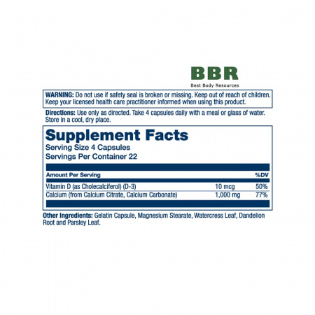 Calcium Citrate Vitamin D-3 1000mg 90 Caps, Solaray