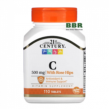 Vitamin C 500mg With Rose Hips 110 Tabs, 21st Century