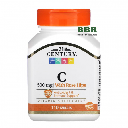 Vitamin C 500mg With Rose Hips 110 Tabs, 21st Century