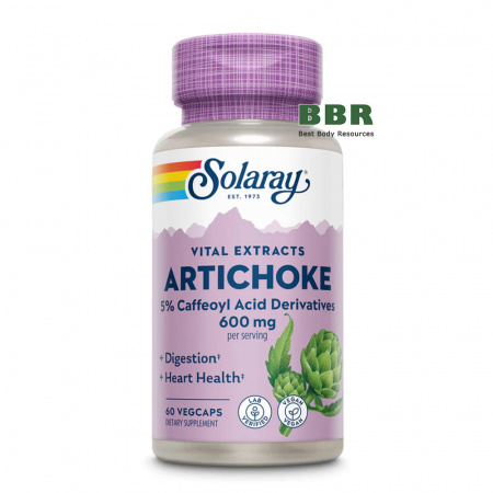 Vital Extracts Artichoke 600mg 60 Veg Caps, Solaray