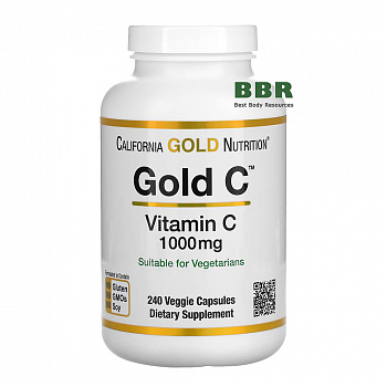 Gold Vitamin C 1000mg 240 Veg Caps, California GOLD Nutrition