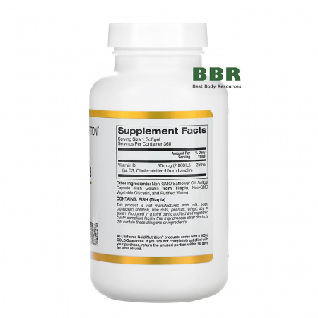Vitamin D3 2000iu 360 Softgels, California GOLD Nutrition Vitamin D3 2000iu 360 Softgels, California GOLD Nutrition