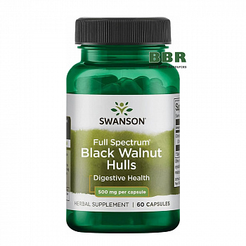 Full Spectrum Black Walnut Hulls 500mg 60 Caps, Swanson