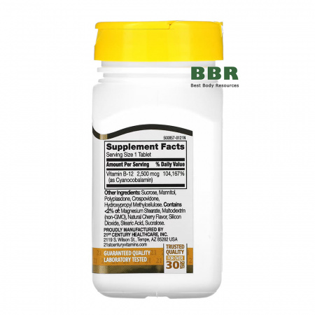 Vitamin B-12 2500mcg 110 Tabs, 21st Century