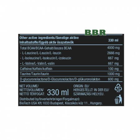 BCAA Zero Energy Drink 330ml, BioTechUSA