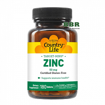 Zinc 50mg 180 Tabs, County Life