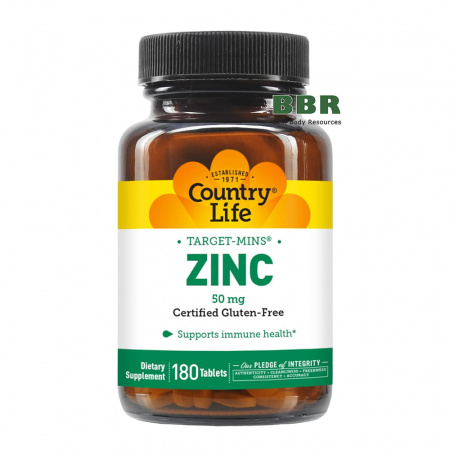 Zinc 50mg 180 Tabs, County Life