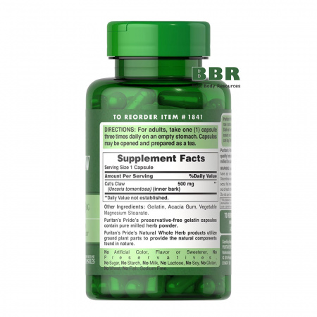Cats Claw 500mg 100 Caps, Puritans Pride