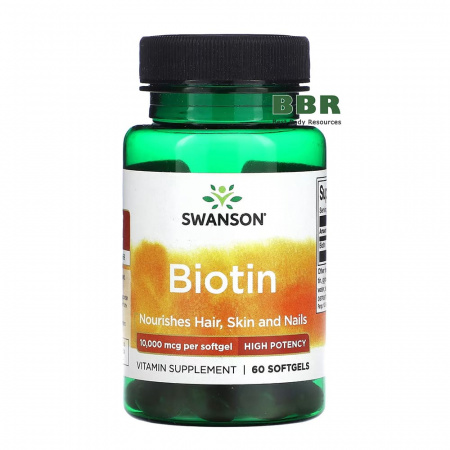 Biotin 10000mcg 60 Softgels, Swanson