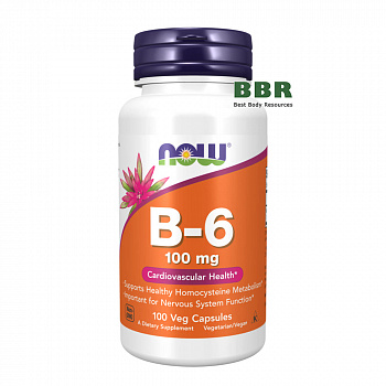 Vitamin B-6 100mg 100 Veg Caps, NOW Foods