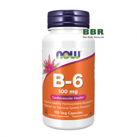 Vitamin B-6 100mg 100 Veg Caps, NOW Foods