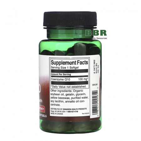 CoQ10 High Potency 100mg 100 Softgels, Swanson