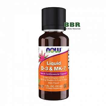 Liquid D-3 & MK-7 2500iu / 100mcg 30ml, NOW Foods