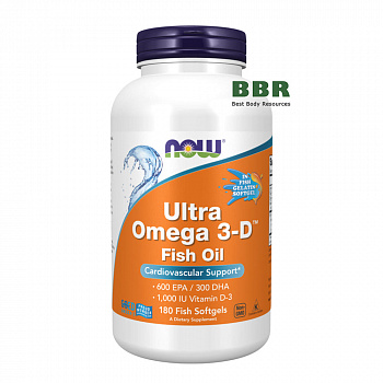 Ultra Omega 3-D 180 Fish Softgels, NOW Foods