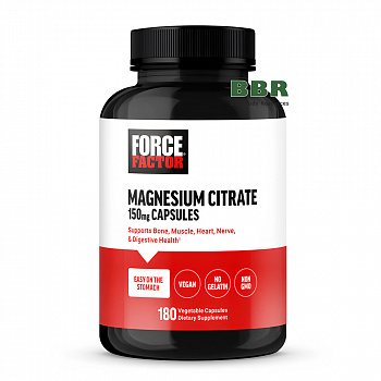 Magnesium Citrate 150mg 180 Veg Caps, Force Factor