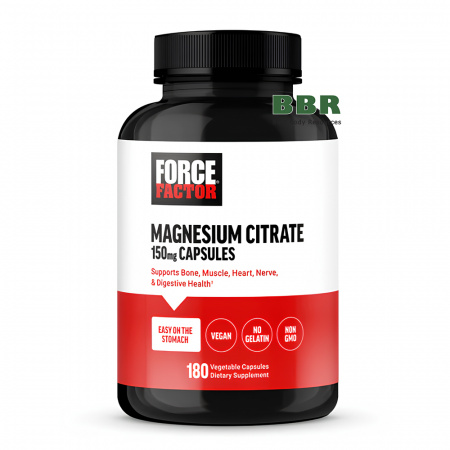 Magnesium Citrate 150mg 180 Veg Caps, Force Factor