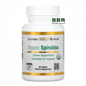 Organic Spirulina 500mg 60 Tabs, California GOLD Nutrition