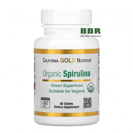 Organic Spirulina 500mg 60 Tabs, California GOLD Nutrition