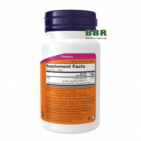 Methyl Folate 1000mcg 90 Tabs, NOW Foods