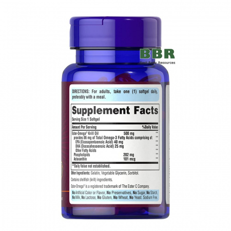 Krill Oil, 500mg 30 Softgels, Puritans Pride