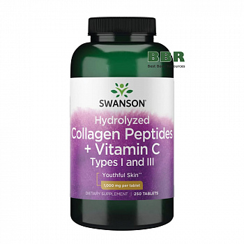 Hydrolyzed Collagen Peptides + Vitamin C 250 Tabs, Swanson