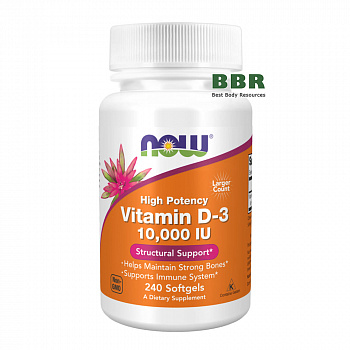 Vitamin D-3 10000iu 240 Softgels, NOW Foods