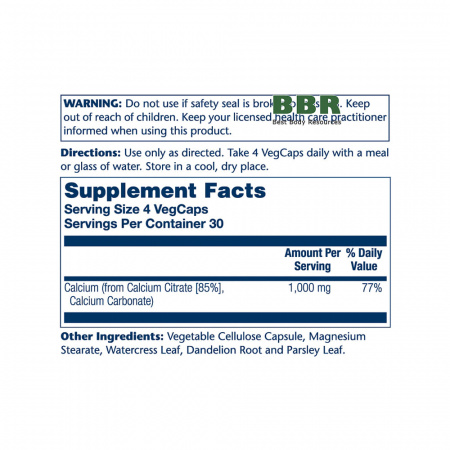 Calcium Citrate 1000mg 120 Veg Caps, Solaray