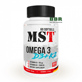 Omega 3 65% D3 plus K2 60 Softgels, MST