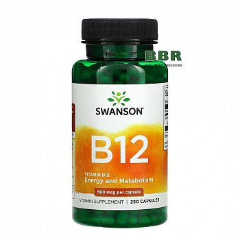 Vitamin B12 500mcg 250 Caps, Swanson